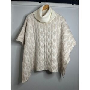 World Market Cream Knit Poncho Cowl Neck‎ Textured One Size Cozy Layering